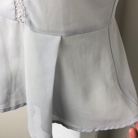 Finn & Clover Gray Sheer Open Back Peplum Top Size S - Picture 5 of 9